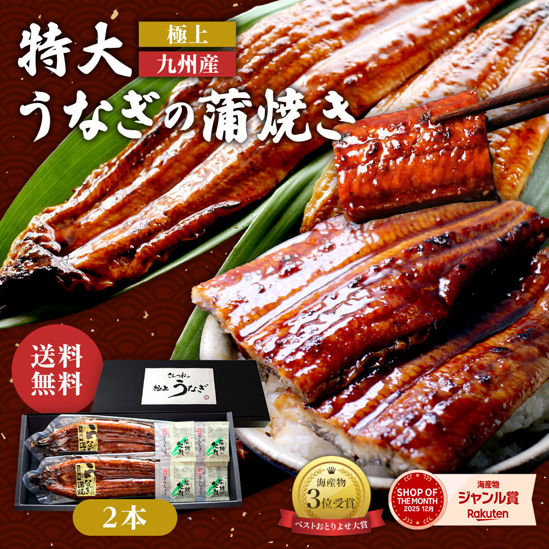 特大うなぎ蒲焼 約200gｘ2本 九州産