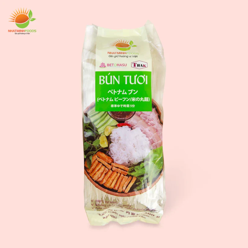 NHAT MINH ブン トゥイ (ベトナム大人気ビーフン/丸麺) 300g x 4 パックセット　[ BUN TUOI NHAT MINH 4 GOI ]