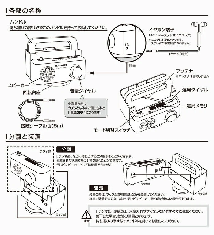 テレビの音が手元で聞こえるスピーカー リモコンラック テレビスピーカー 有線 5m 高齢者 シニア ラジオ FM/AM イヤホン対応 ギフト プレゼント 敬老の日