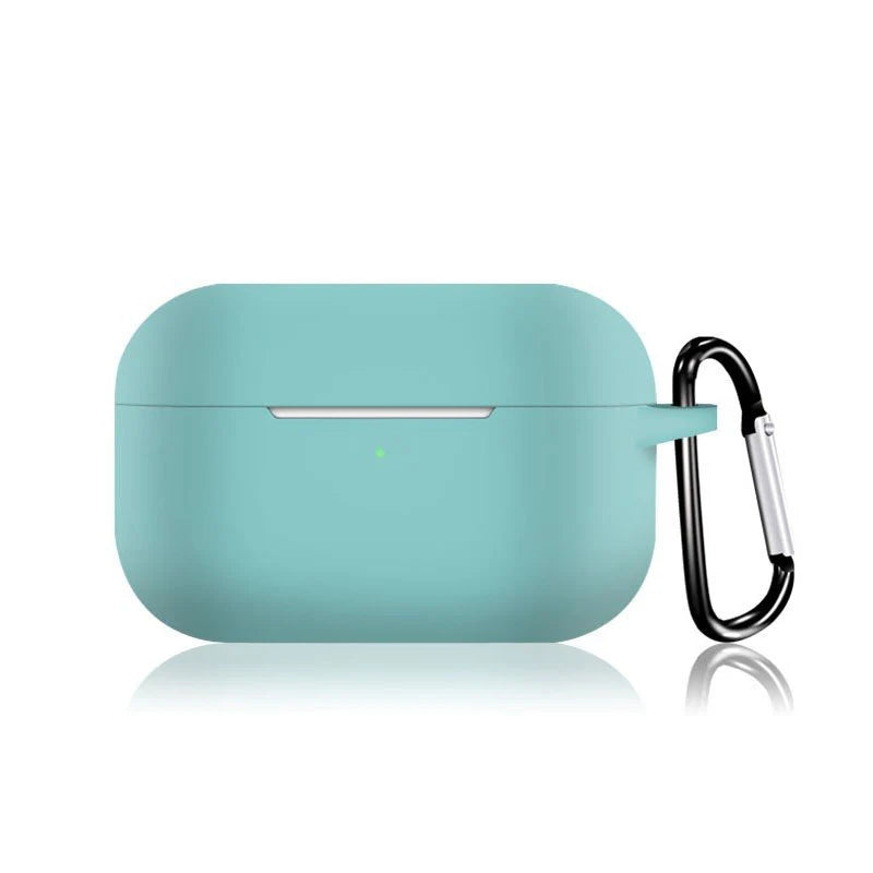 AirPodsPro対応ケース 白 シリコン AirPods Pro Case カバー カラビナ付き エアーポッズプロケース 防塵 耐衝撃 air pods proケース ソフトケース フック付き