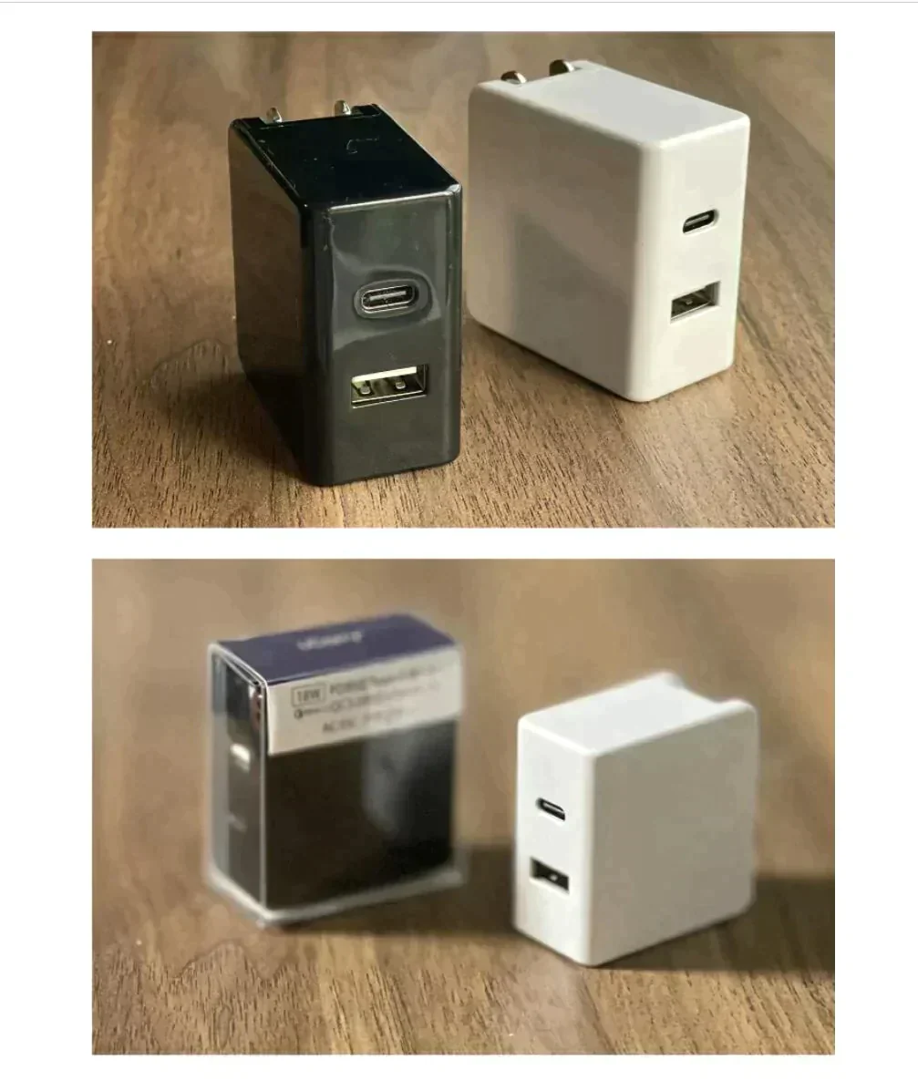 【Type-C+USB 】（ブラック） 2021年iCarry 小型 USB コンセント【PD+QC3.0 18W 2ポート 急速充電 iPhone13 12 11 s21 s20 推奨】 スマホ充電器 パワーデリバリー 17-AC18