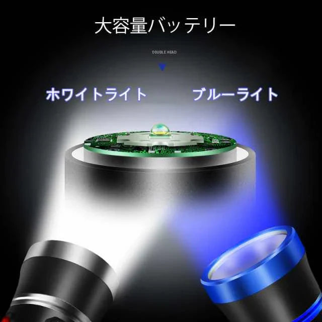 即納商品 ハンドライト 前照灯 車幅灯 集魚灯 投光器 LED USB 充電式 2モード切替 高輝度 1000LM 900M照射 大容量電池 軽量 小型 防水 w390