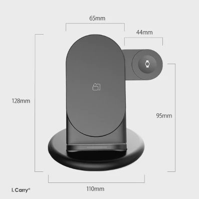 (ブラック)急速 ワイヤレス充電器 折り畳み式 iPhone 充電器 Apple Watch 6 5 4 3 2 1 対応 AirPods iPhone13 iPhone12 Pro max 12 mini iPhone SE3 XR 11 8 Galaxy 充電器 Qi アップルウォッチ エアポッズ  最小  BAT181