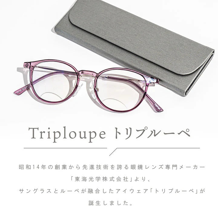 【お取り寄せ】東海光学トリプルーペ  フォーマル(グレー) triploupe ルーペ 眼鏡 メガネ 拡大鏡 東海光学 ブルーライトカット uvカット 近赤外線カット サングラス カラーレンズ レディース