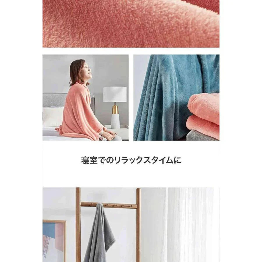 毛布 フランネル ブランケット 100*140cm ひざ掛け用 マイクロファイバー あったか 洗える 軽い 薄い 暖かい ひざ掛け 肌触り柔らかい シンプル 洋式 w548A(ブルー)