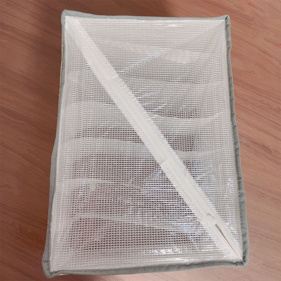 7マス収納ケース PVC 仕切り ズボン 収納ボックス 収納 ジーンズ 衣類 仕切り付き 仕切り収納 下着 収納 整理 収納ケース 衣類収納　靴下 パンツ ハンカチ タオルハンカチ シンプル 折りたたみメッシュ グレー