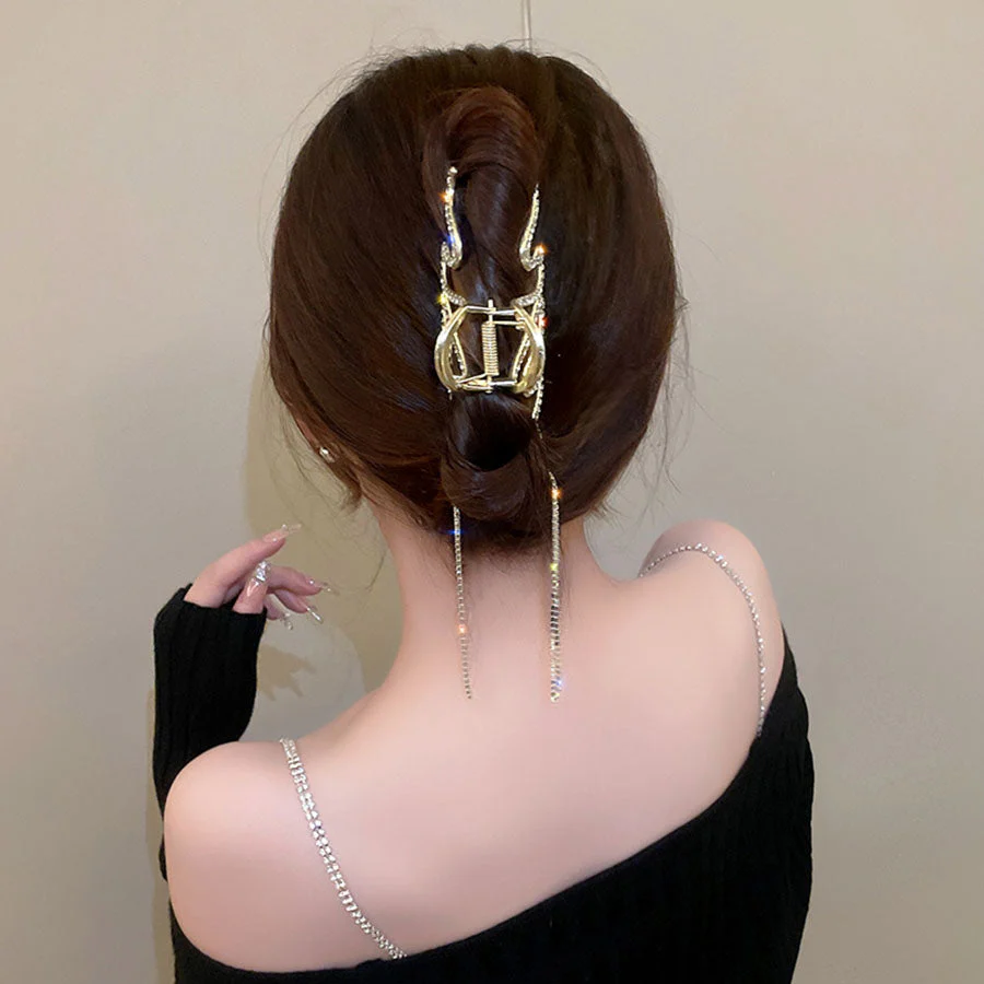(ゴールド)キラキラヘアクリップ 大きめ バンスクリップ ヘアアクセサリー オシャレ 髪飾り 上品 パーティー飾り