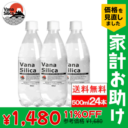 【全国配送対応】【1ケース】【送料無料】 富士山のバナジウム＆シリカ 強炭酸水 VanaSilica（バナシリカ） 500ml 24本 プレーン【家計お助けSALE】