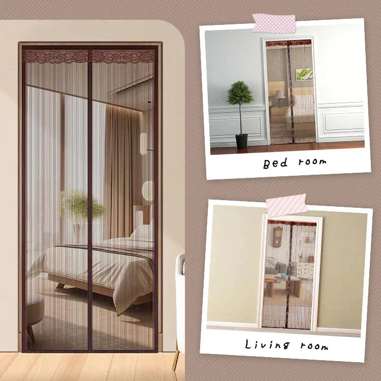 網戸カーテン 「ベージュ」 マグネット式 磁石 玄関カーテン 玄関網戸 勝手口用 出入り 通風 蚊 虫除け シャットアウト 部屋 リビング エコ 夏 作業 猛暑 簡単設置