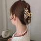 (A03)ヘアクリップ バンスクリップ パール 蝶 バレッタ おしゃれ シンプル ゴールド ヘアアクセサリー 髪飾り