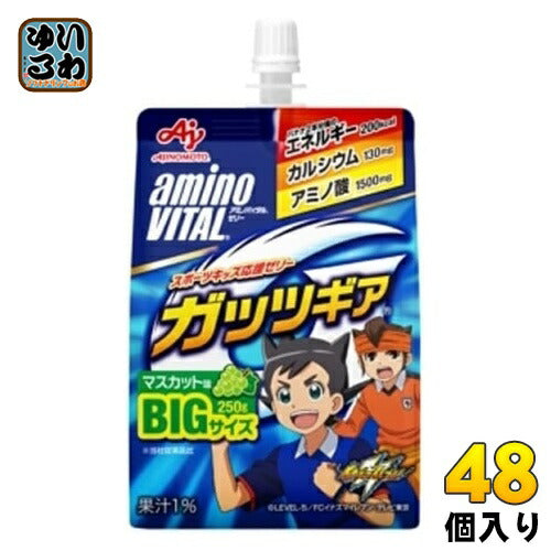 味の素 アミノバイタルゼリー ガッツギア マスカット味 250g パウチ 48個 (24個入×2 まとめ買い) ゼリー飲料 カルシウム アミノ酸 〔ゼリー飲料〕