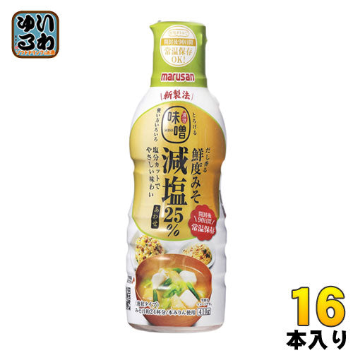 マルサンアイ だし香る鮮度みそ 減塩あわせ 410g ペットボトル 16本 (8本入×2 まとめ買い) 〔みそ marusan 合わせ 液みそ 液体 液味噌〕