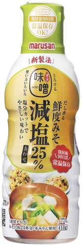 マルサンアイ だし香る鮮度みそ 減塩あわせ 410g ペットボトル 16本 (8本入×2 まとめ買い) 〔みそ marusan 合わせ 液みそ 液体 液味噌〕
