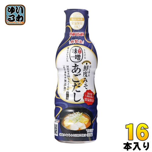 マルサンアイ だし香る鮮度みそ PREMIUMあごだし 410g プラスチックボトル 16本 (8本入×2 まとめ買い) 〔液体 液状 液みそ 味噌 だし入り あご出汁 化学調味料 無添加 不使用〕