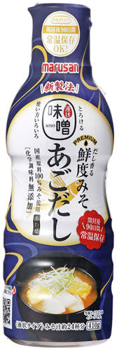 マルサンアイ だし香る鮮度みそ PREMIUMあごだし 410g プラスチックボトル 16本 (8本入×2 まとめ買い) 〔液体 液状 液みそ 味噌 だし入り あご出汁 化学調味料 無添加 不使用〕