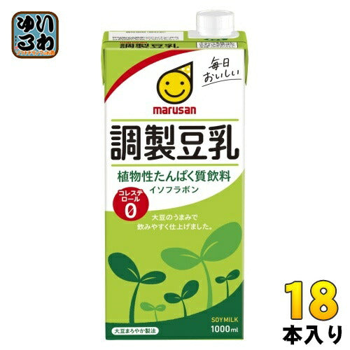 マルサンアイ 調製豆乳 1000ml 紙パック 18本 (6本入×3 まとめ買い) イソフラボン ソイミルク 1L