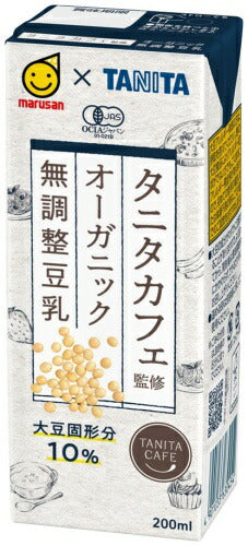マルサンアイ タニタカフェ監修 オーガニック 無調整豆乳 200ml 紙パック 96本 (24本入×4 まとめ買い) 〔JAS認証 有機 TANITA〕