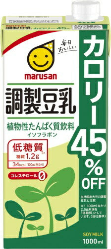 マルサンアイ 調製豆乳 カロリー45％オフ 1000ml 紙パック 6本入 イソフラボン ソイミルク 1L 低糖質
