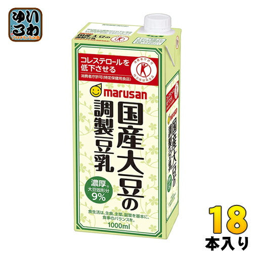 マルサンアイ 国産大豆の調製豆乳 1000ml 紙パック 18本 (6本入×3 まとめ買い) トクホ 特保