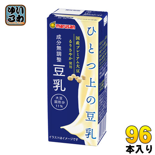 マルサンアイ ひとつ上の豆乳 成分無調整 200ml 紙パック 96本 (24本入×4 まとめ買い) 豆乳飲料 国産プレミアム るりさやか