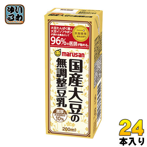 マルサンアイ 国産大豆の無調整豆乳 200ml 紙パック 24本入 〔豆乳〕