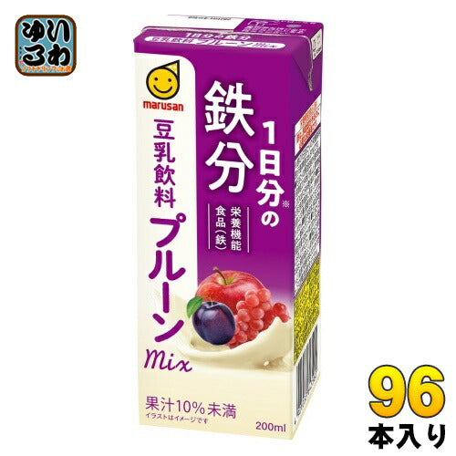 マルサンアイ 豆乳飲料 プルーンmix １日分の鉄分 200ml 紙パック 96本 (24本入×4 まとめ買い) 豆乳 イソフラボン 栄養機能食品 鉄
