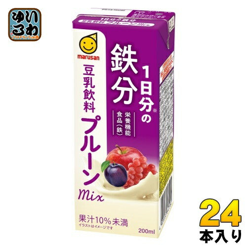 マルサンアイ 豆乳飲料 プルーンmix １日分の鉄分 200ml 紙パック 24本入 豆乳 イソフラボン 栄養機能食品 鉄