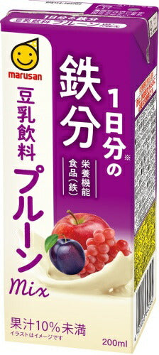 マルサンアイ 豆乳飲料 プルーンmix １日分の鉄分 200ml 紙パック 24本入 豆乳 イソフラボン 栄養機能食品 鉄