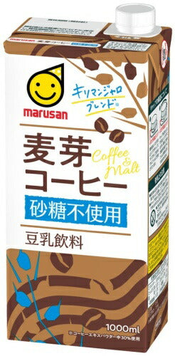 マルサンアイ 豆乳飲料 麦芽コーヒー 砂糖不使用 1000ml 紙パック 18本 (6本入×3 まとめ買い) 豆乳 ノンシュガー 麦芽