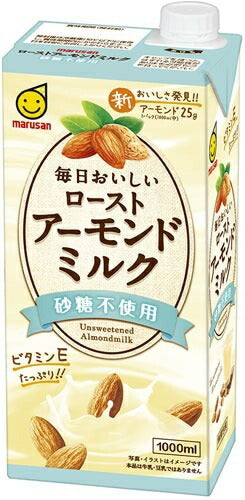 マルサンアイ 毎日おいしい ローストアーモンドミルク 砂糖不使用 1000ml 紙パック 18本 (6本入×3 まとめ買い)