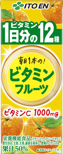 伊藤園 朝1本の ビタミン フルーツ 1日分の ビタミン12種 200ml 紙パック 72本 (24本入×3 まとめ買い) 〔果汁飲料〕