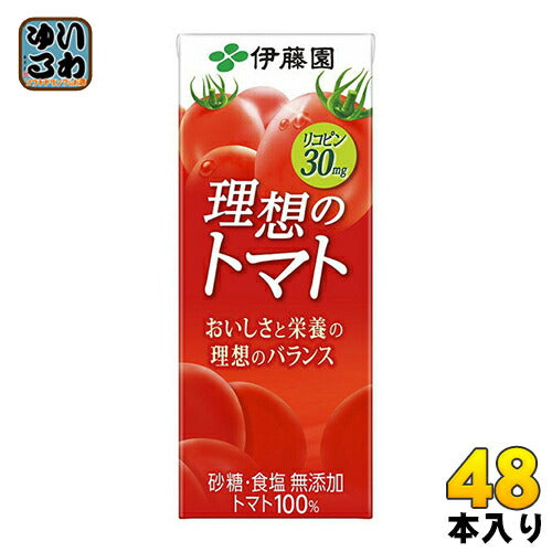伊藤園 理想のトマト 200ml 紙パック 48本 (24本入×2 まとめ買い) 〔トマトジュース〕