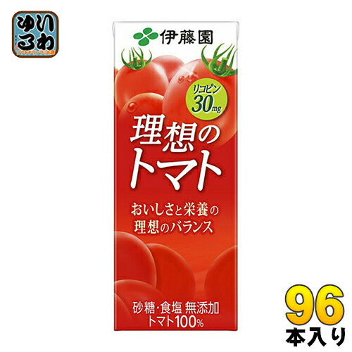 伊藤園 理想のトマト 200ml 紙パック 96本 (24本入×4 まとめ買い) 〔トマトジュース〕