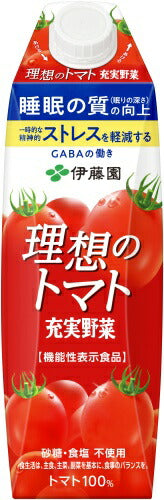伊藤園 充実野菜 理想のトマト 屋根型キャップ 1L 紙パック 18本 (6本入×3 まとめ買い) 野菜ジュース トマトジュース 機能性表示食品