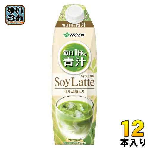 伊藤園 毎日1杯の青汁 ソイラテ 屋根型キャップ付き 1L 紙パック 12本 (6本入×2 まとめ買い) 青汁飲料 栄養機能食品