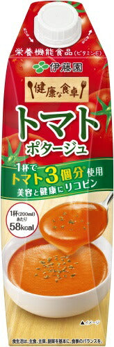 伊藤園 健康な食卓 トマトポタージュ 屋根型キャップ 1L 紙パック 6本入 栄養機能食品 スープ トマト3個分