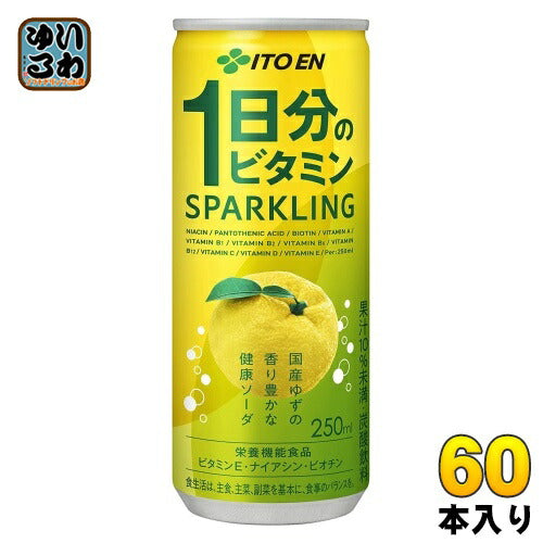 伊藤園 1日分のビタミン スパークリング 250ml 缶 60本 (30本入×2 まとめ買い) 〔炭酸飲料〕