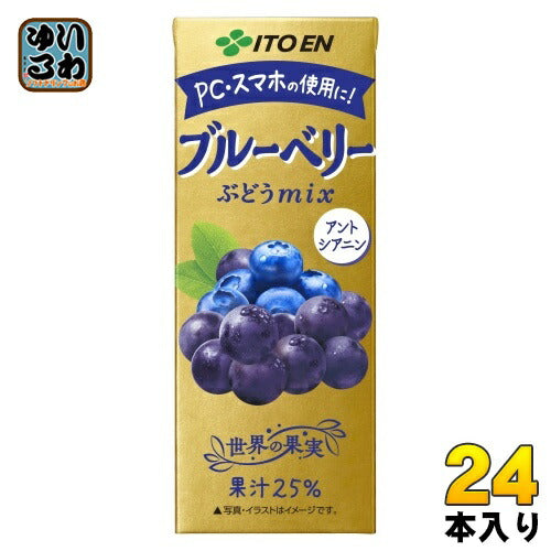 伊藤園 ブルーベリーぶどうmix 200ml 紙パック 24本入 果汁飲料 ブルーベリー 葡萄 アントシアニン