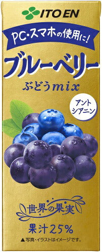 伊藤園 ブルーベリーぶどうmix 200ml 紙パック 72本 (24本入×3 まとめ買い) 果汁飲料 ブルーベリー 葡萄 アントシアニン