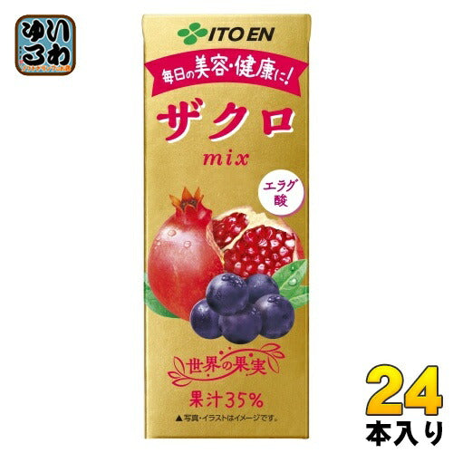 伊藤園 ザクロmix 200ml 紙パック 24本入 送料無料 ポリフェノール 無添加 ざくろ ザクロ エラグ酸