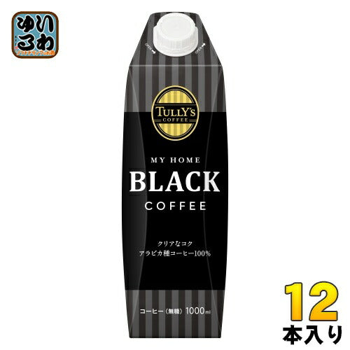 伊藤園 タリーズコーヒー マイホーム ブラックコーヒー 屋根型キャップ付き 1L 紙パック 12本 (6本入×2 まとめ買い) コーヒー飲料 無糖 大容量