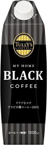 伊藤園 タリーズコーヒー マイホーム ブラックコーヒー 屋根型キャップ付き 1L 紙パック 18本 (6本入×3 まとめ買い) コーヒー飲料 無糖 大容量