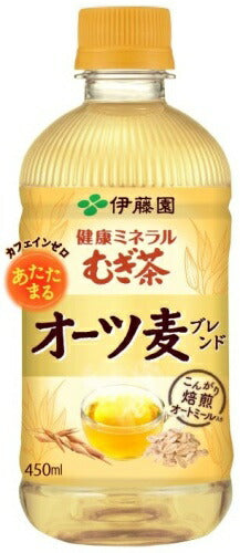 伊藤園 健康ミネラルむぎ茶 オーツ麦ブレンド ホット 450ml ペットボトル 48本 (24本入×2 まとめ買い) デカフェ ノンカフェイン
