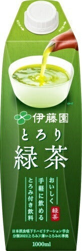 伊藤園 とろり緑茶 屋根型キャップ付き 1L 紙パック 18本 (6本入×3 まとめ買い) お茶 緑茶飲料 とろみ飲料 介護 嚥下