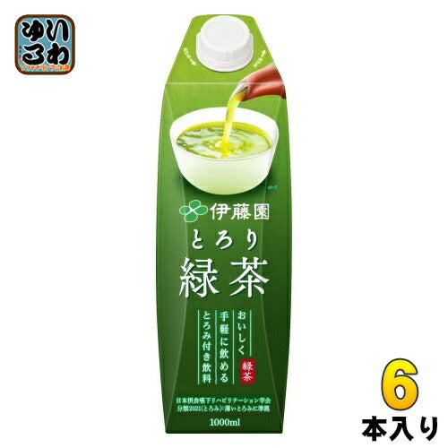 伊藤園 とろり緑茶 屋根型キャップ付き 1L 紙パック 6本入 お茶 緑茶飲料 とろみ飲料 介護 嚥下