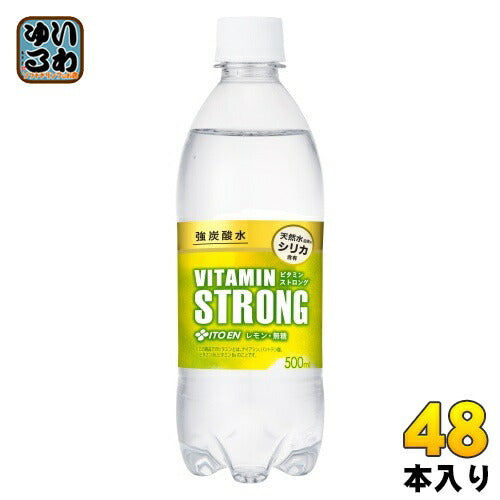 伊藤園 ビタミンストロング 強炭酸水 500ml ペットボトル 48本 (24本入×2 まとめ買い) レモン炭酸水 熱中症対策 無糖