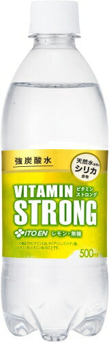 伊藤園 ビタミンストロング 強炭酸水 500ml ペットボトル 48本 (24本入×2 まとめ買い) レモン炭酸水 熱中症対策 無糖