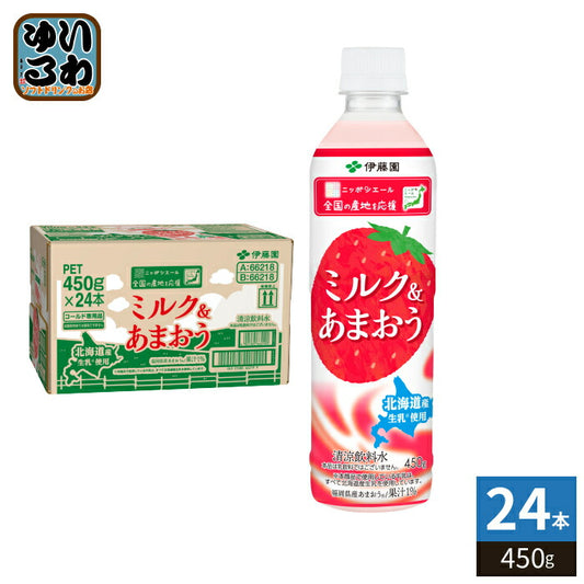 伊藤園 ニッポンエール いちご&ミルク 450g ペットボトル 24本入 果汁飲料 乳飲料 あまおう ストロベリー