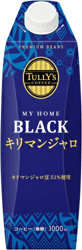 伊藤園 タリーズコーヒー マイホーム ブラック キリマンジャロ 屋根型キャップ付き 1L 紙パック 12本 (6本入×2 まとめ買い) コーヒー飲料 無糖 大容量