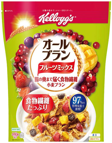 ケロッグ オールブラン ブランフレーク フルーツミックス 徳用袋 440g 12袋入 〔ブラン 食物繊維 果実 フルーツ お得サイズ 鉄分〕